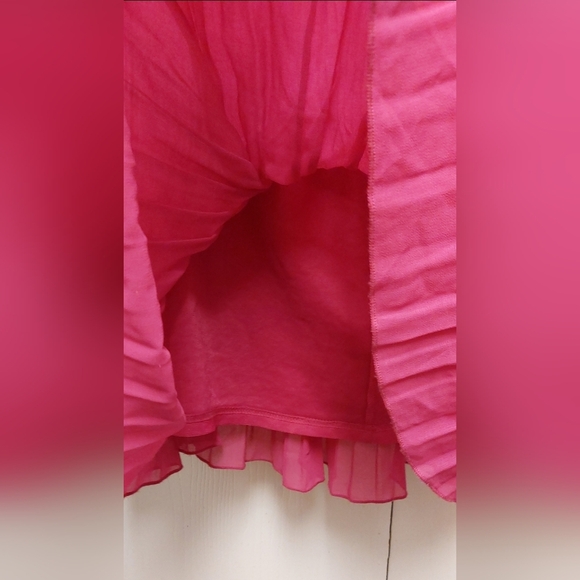 Old Navy Full Pretty Pleated Bright Pink Skirt Size Large Boho Feminine Flirty - Picture 4 of 8